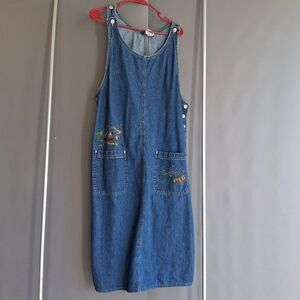 Womens Denim Jumper with Embroidered Pockets Christmas Dress School Dress